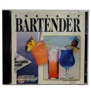 Instant Bartender PC CD ROM 1995 Mixology Recipes Bartender Alcohol Windows